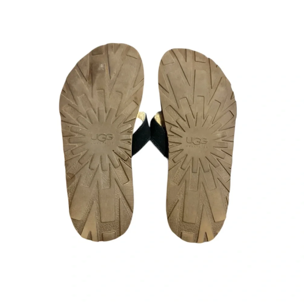 Ugg Flip flops sandals Men’s black suede with fur size 11